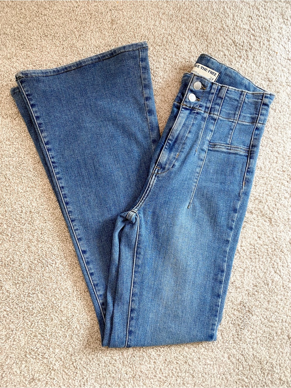 Free People High-Rise Medium Blue Flare Jeans